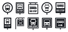 Bus Stop Sign Icon Set. Simple Set Of Bus Stop Sign Vector Icons For Web Design On White Background