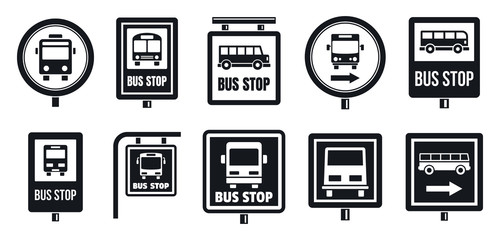 Poster - Bus stop sign icon set. Simple set of bus stop sign vector icons for web design on white background