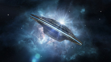 Canvas Print - alien spaceship in deep space