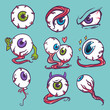 Eyeball icon set. Hand drawn set of eyeball vector icons for web design