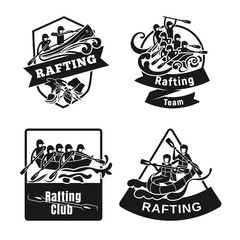 Poster - Rafting kayak icon set. Simple set of rafting kayak vector icons for web design on white background