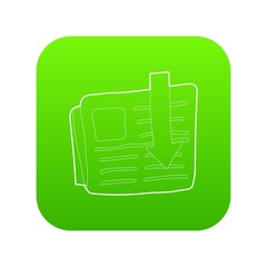 Poster - Arrow download file icon green vector isolated on white background
