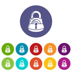 Poster - Lock gates icons color set vector for any web design on white background