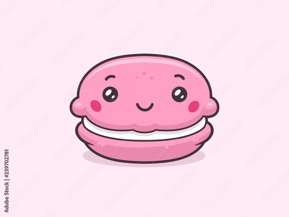 Cute macaron cookie vector kawaii cartoon illustration Stock Vector ...