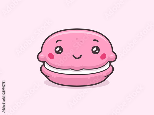 Cute Macaron Cookie Vector Kawaii Cartoon Illustration Buy This Stock Vector And Explore Similar Vectors At Adobe Stock Adobe Stock