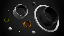 Simple Abstract Background Made Of Tubes With Spheres.  3d Render Geometry Shapes...