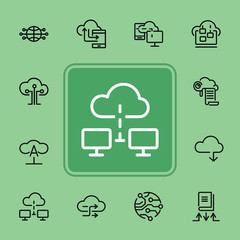 Poster - Cloud computing line icon set. Set of line icons on white background. Programming concept. System, service, device. Vector illustration can be used for topics like technology, internet, computer