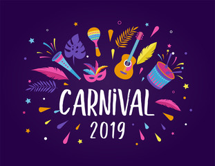 Wall Mural - Brazilian Carnival, music festival, masquerade flyer template