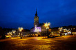 Stare miasto Gliwice rynek, ratusz, wieczór, noc, światła