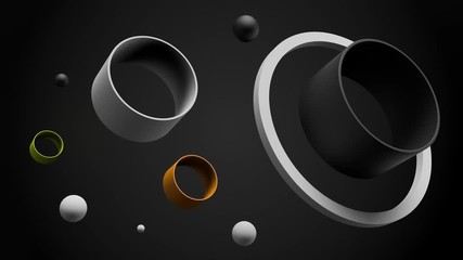Poster -  Simple abstract background made of tubes with spheres.  3d render geometry shapes. Loopable animation.