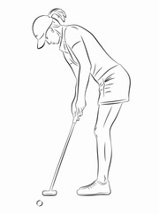 Wall Mural - illustration of a woman playing golf, vector draw