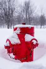 Red Fire Hydrant In The Snow