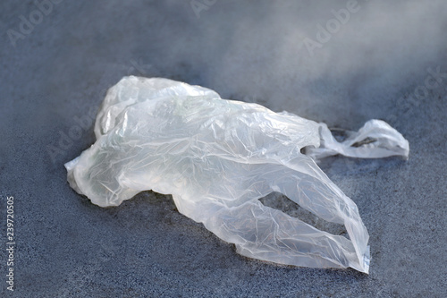 Plastic Bag Clear On The Floor Old Plastic Bag Waste Dirty