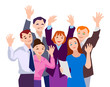 © Marina - Vector illustration of business team waving to camera.