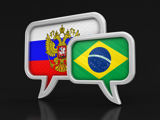 Poster - Speech bubbles with flags. Image with clipping path