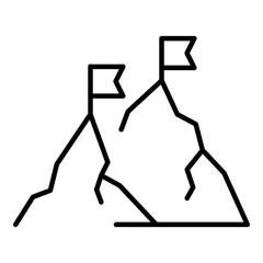 Poster - Mountain peak flag icon. Outline mountain peak flag vector icon for web design isolated on white background