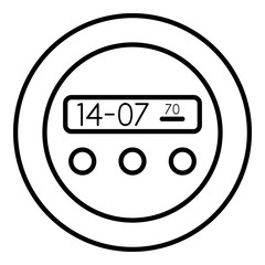 Poster - Round digital clock icon. Outline round digital clock vector icon for web design isolated on white background