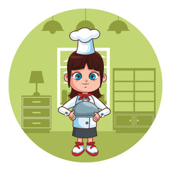 Poster - Chef girl cartoon