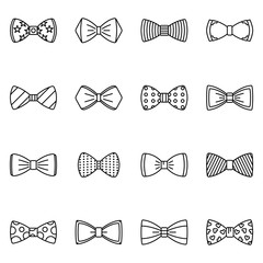 Poster - Bowtie icon set. Outline set of bowtie vector icons for web design isolated on white background