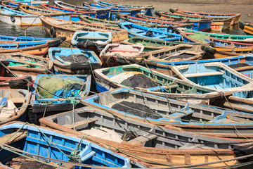 Wall Mural - Boats in the harbour by fishermen in Peru
