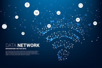 Poster - Vector dot connect line mobile data signage with functional icon. Concept for data transfer of mobile and wi-fi data network.