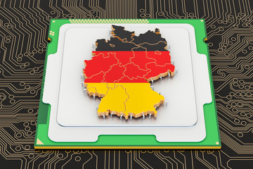 Poster - CPU computer processor unit with flag of Germany, 3D rendering