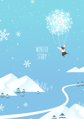 Wall Mural - Winter travel illustration