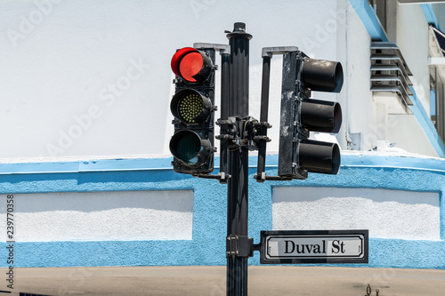 Valokuva Closeup of Duval St street road traffic sign in old town of Key West, Florida, F