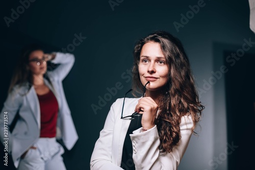 Business Team Of Two Young Successful And Beautiful Women Long