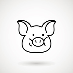 Wall Mural - Pig line icon. logo Piglet face with smile in outline style. Icon of Cartoon pig head with smile. Chinese New Year 2019. Zodiac. Chinese traditional Design, decoration Vector illustration.