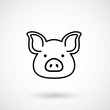Pig line icon. logo Piglet face in outline style. Icon of Cartoon pig head. Chinese New Year 2019. Zodiac. Chinese traditional Design, decoration Vector illustration.