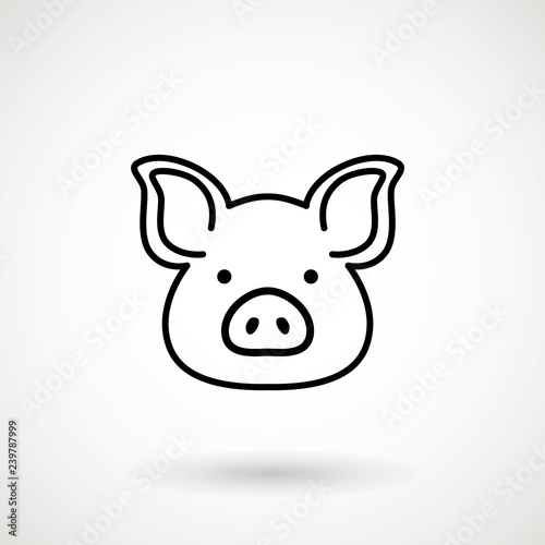 Pig line icon. logo Piglet face in outline style. Icon of Cartoon pig