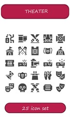 Wall Mural - Vector icons pack of 25 filled theater icons