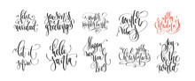 Set Of 10 Hand Lettering Inscription Text To Winter Holiday Desi