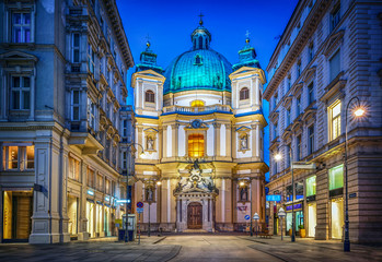 Wall Mural - Peters Church on Petersplatz. Vienna, Austria. Evening view..