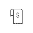 © alekseyvanin - Dollar invoice outline icon. linear style sign for mobile concept and web design. Shopping money bill simple line vector icon. Symbol, logo illustration. Pixel perfect vector graphics