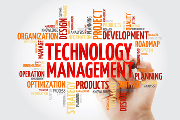 Poster - technology management word cloud with marker, business concept background