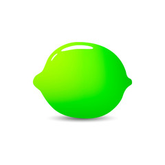 Wall Mural - Vector illustration flat icon of lime. Light green citrus fruit. White background. 