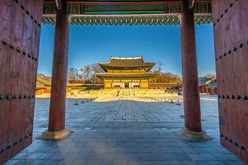 Poster - Beautiful architecture building Changdeokgung palace in Seoul city