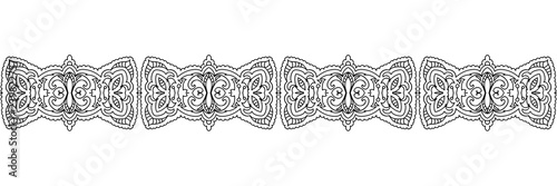 Fotografie, Obraz decorative seamless floral adult coloring page border black and white isolated