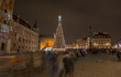 Palace square Warsaw in Christmas decorations.