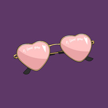 Pink Heart Glasses With Inscription I Love You
