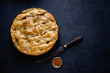 © The Picture Pantry - Apple pie with lattice decoration on dark background