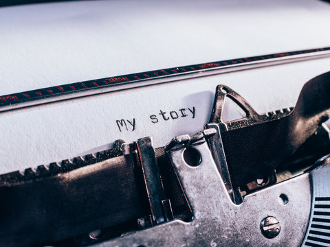 old typewriter with text my story'