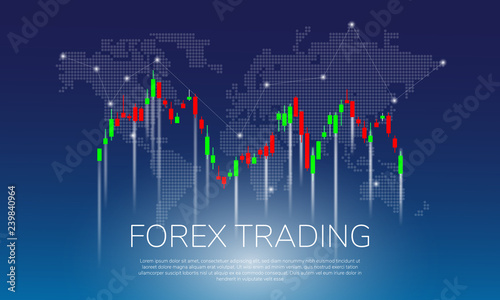 Forex Trading On World Map Background Vector Illustration Candle - 