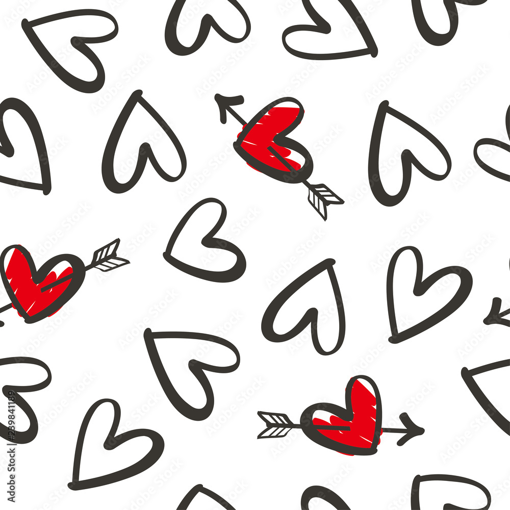 Heart seamless pattern for Valentine's day, Vector illustration Stock ...