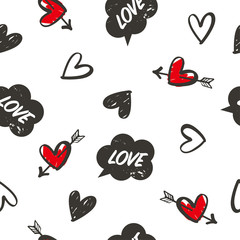 Wall Mural - Heart seamless pattern for Valentine's day, Vector illustration