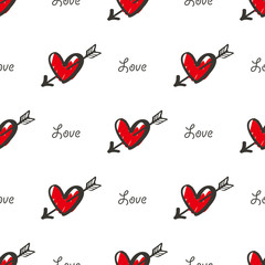 Wall Mural - Heart seamless pattern for Valentine's day, Vector illustration
