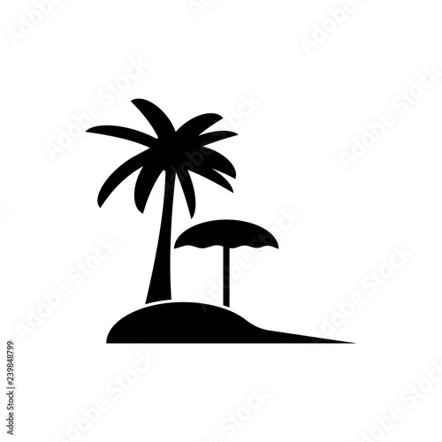 Beach Icon Vector Tourism Pictograms Black Silhouettes Of