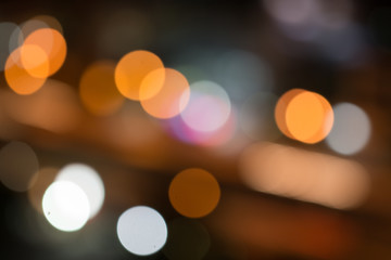 Canvas Print - defocused city night light blurred with bokeh abstract background.